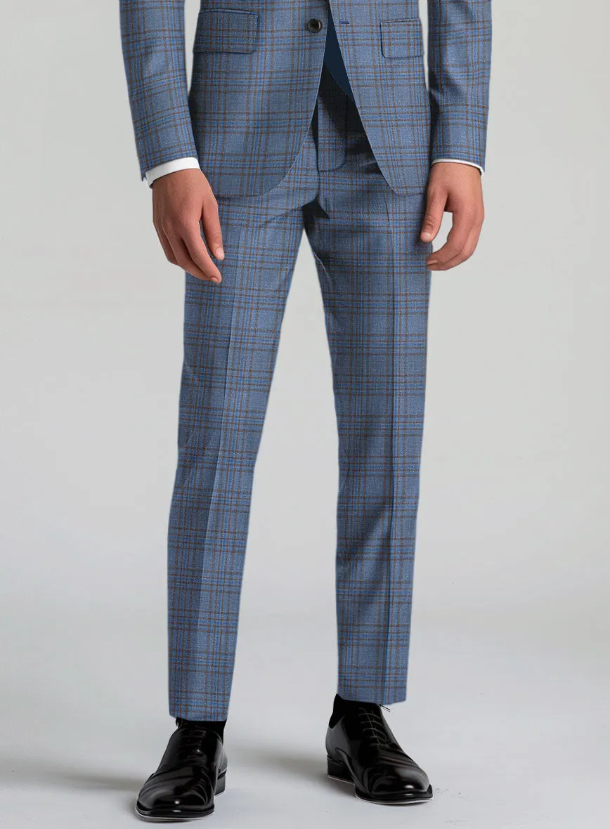 Italian Murano Herita Blue Wool Linen Pants