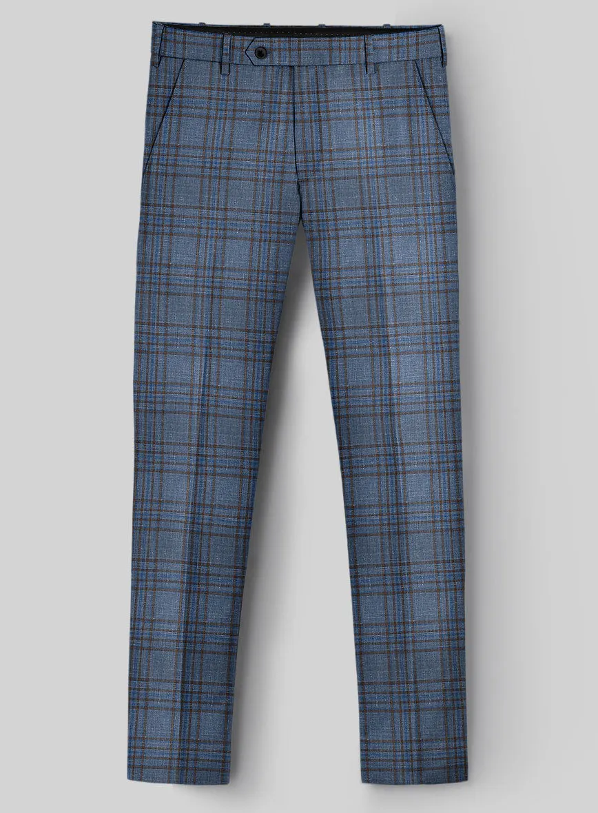 Italian Murano Herita Blue Wool Linen Pants
