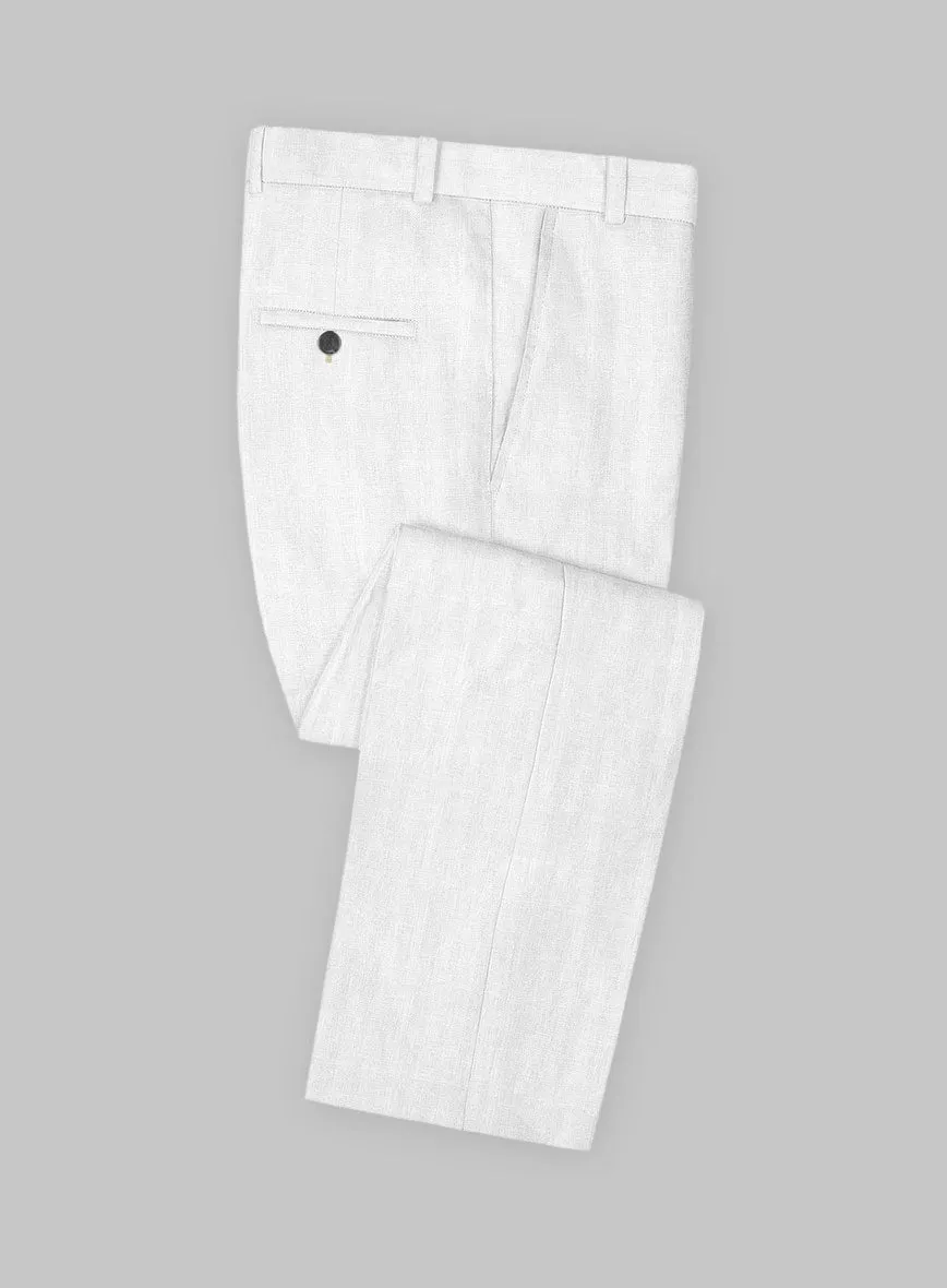 Italian Prato White Herringbone Linen Suit