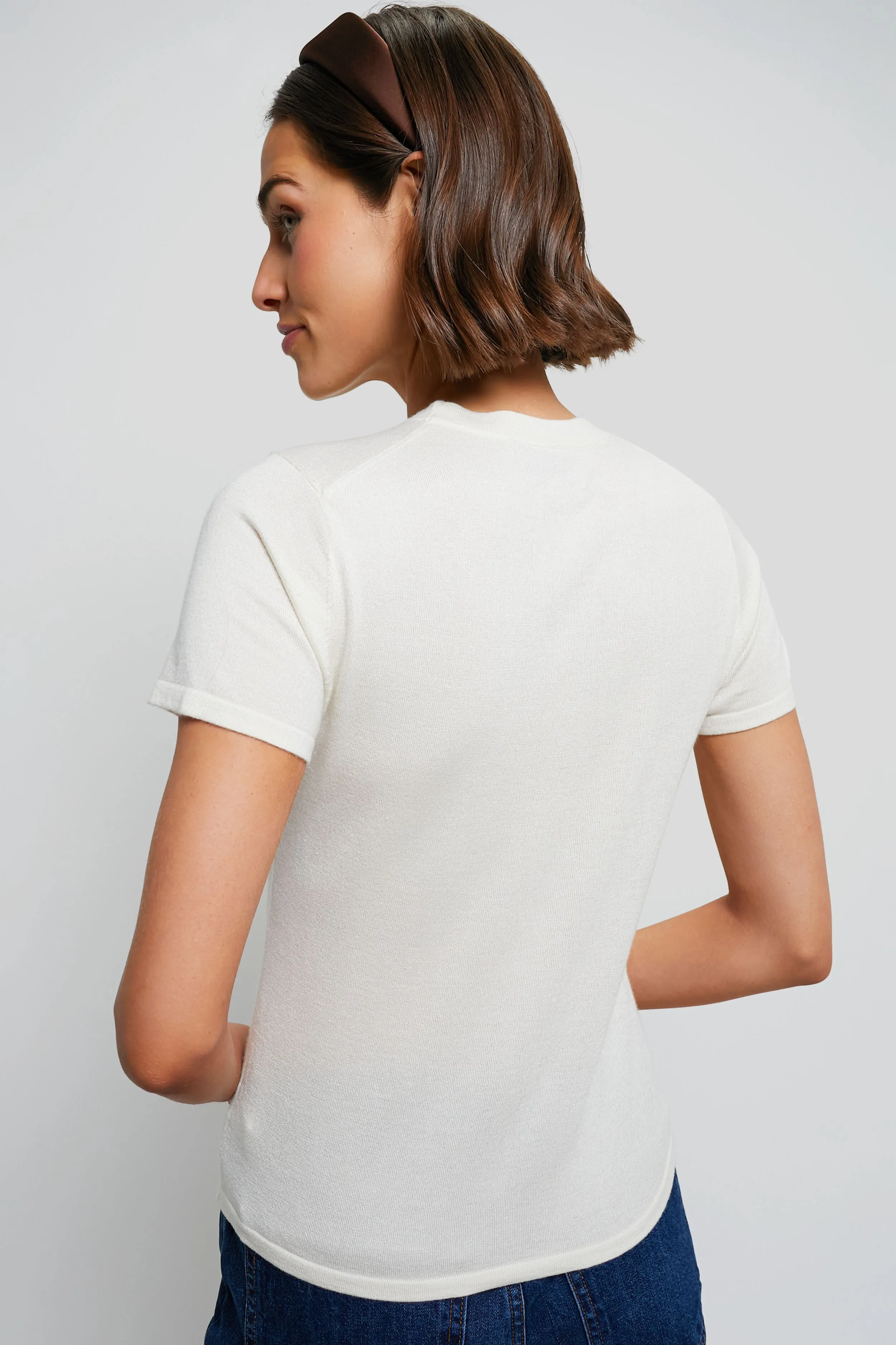 Ivory Cashmere Silk Blend Katie Tee
