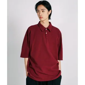 JEMUT (ジェモッ)  Cozy Pk Collar Short T-shirts Burgundy YHST2487