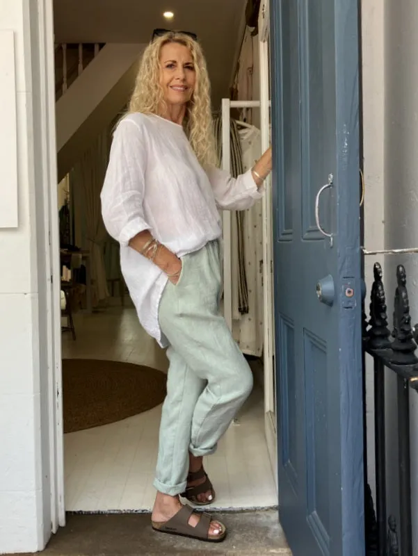 Jiva Mimi Pant - Narrow Leg Linen - Matcha