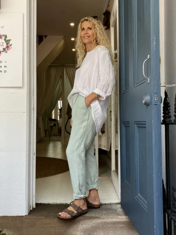Jiva Mimi Pant - Narrow Leg Linen - Matcha