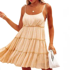 Ladies' Sexy Backless Striped Spaghetti Strap Dress
