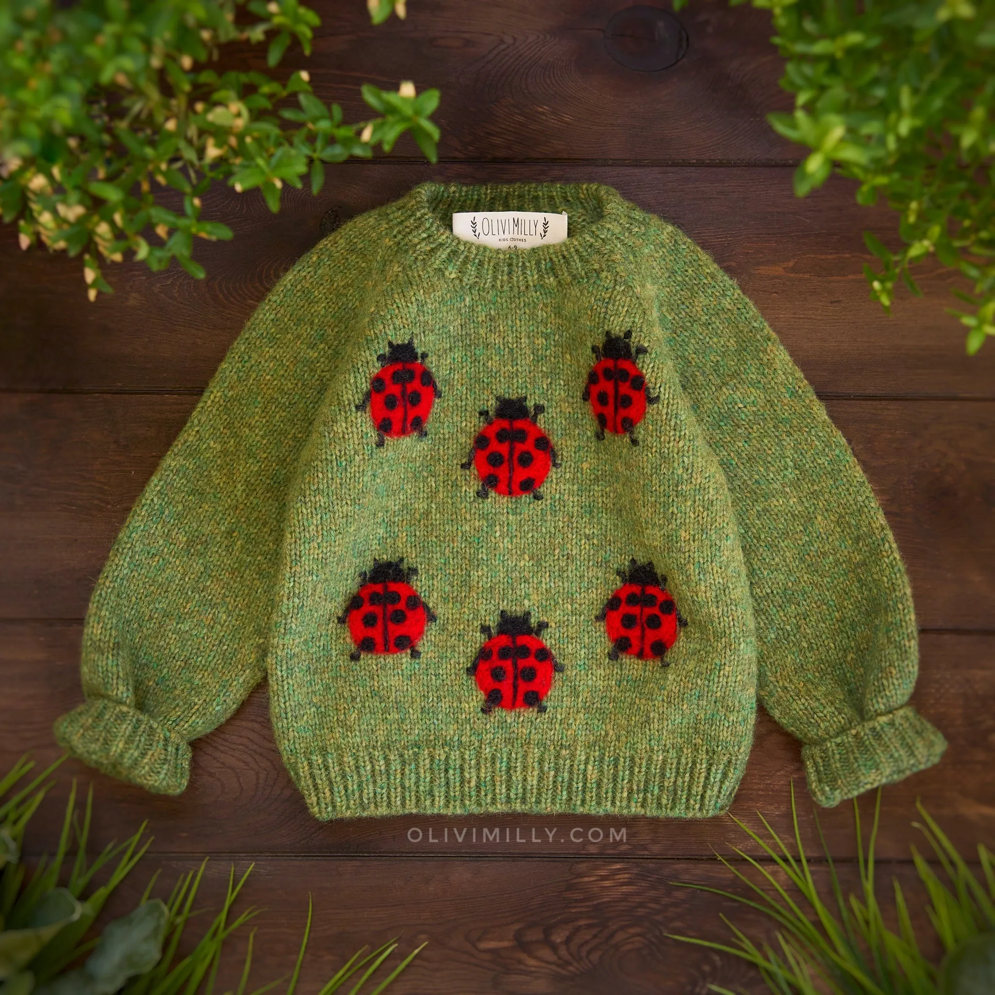 Ladybug Jumper |green moss| in stock (12-18m /2-3y)