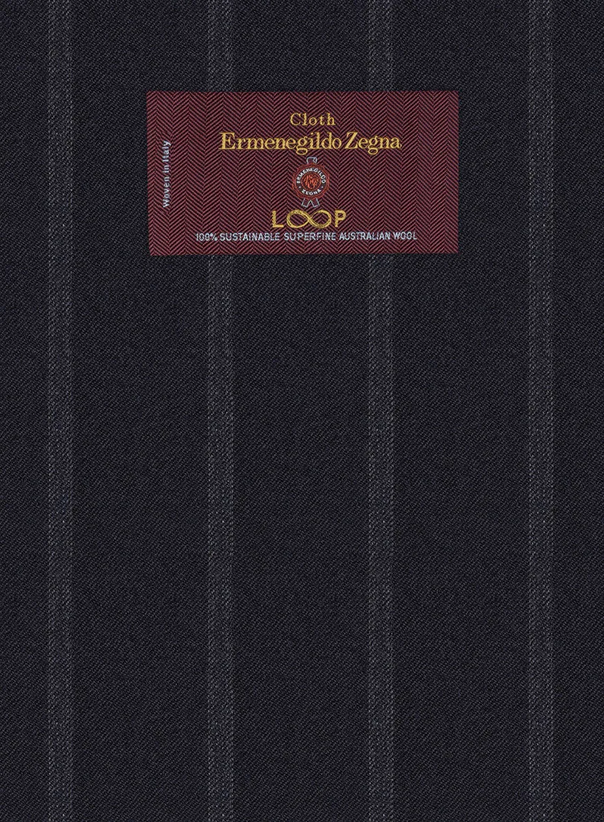 Lanificio Zegna Loop Dovana Blue Stripe Wool Suit