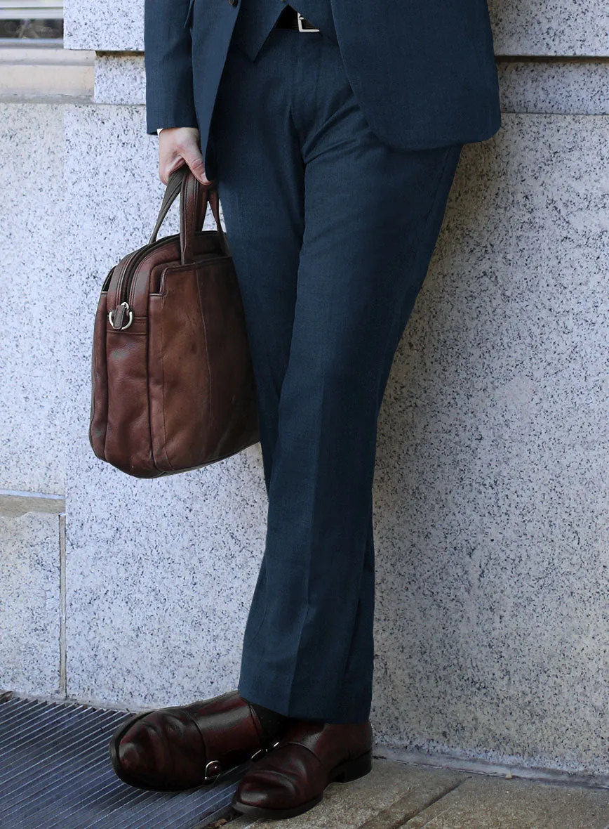 Lanificio Zegna Trofeo Flat Blue Wool Pants