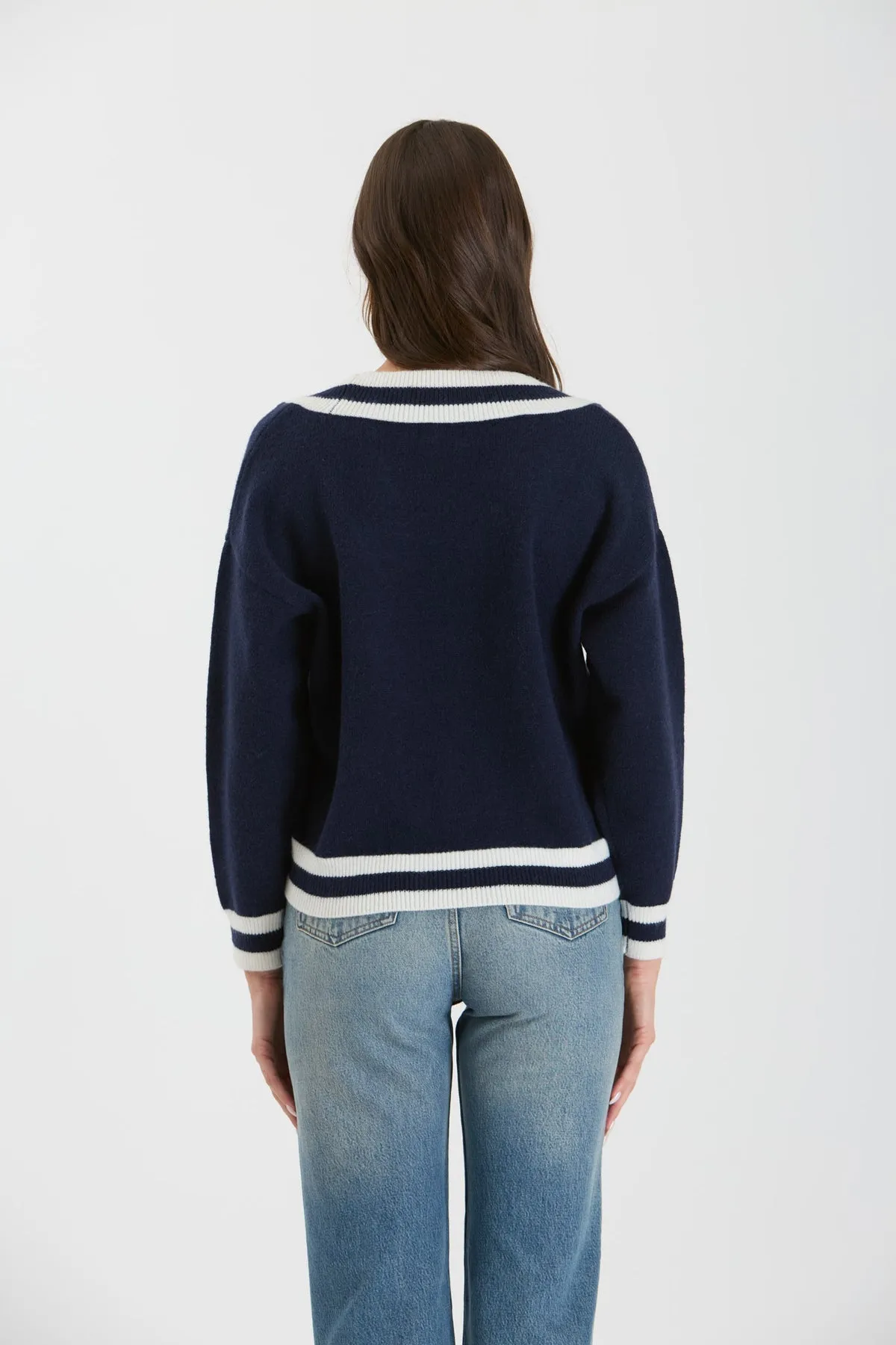 Lexi Navy Knit Pullover