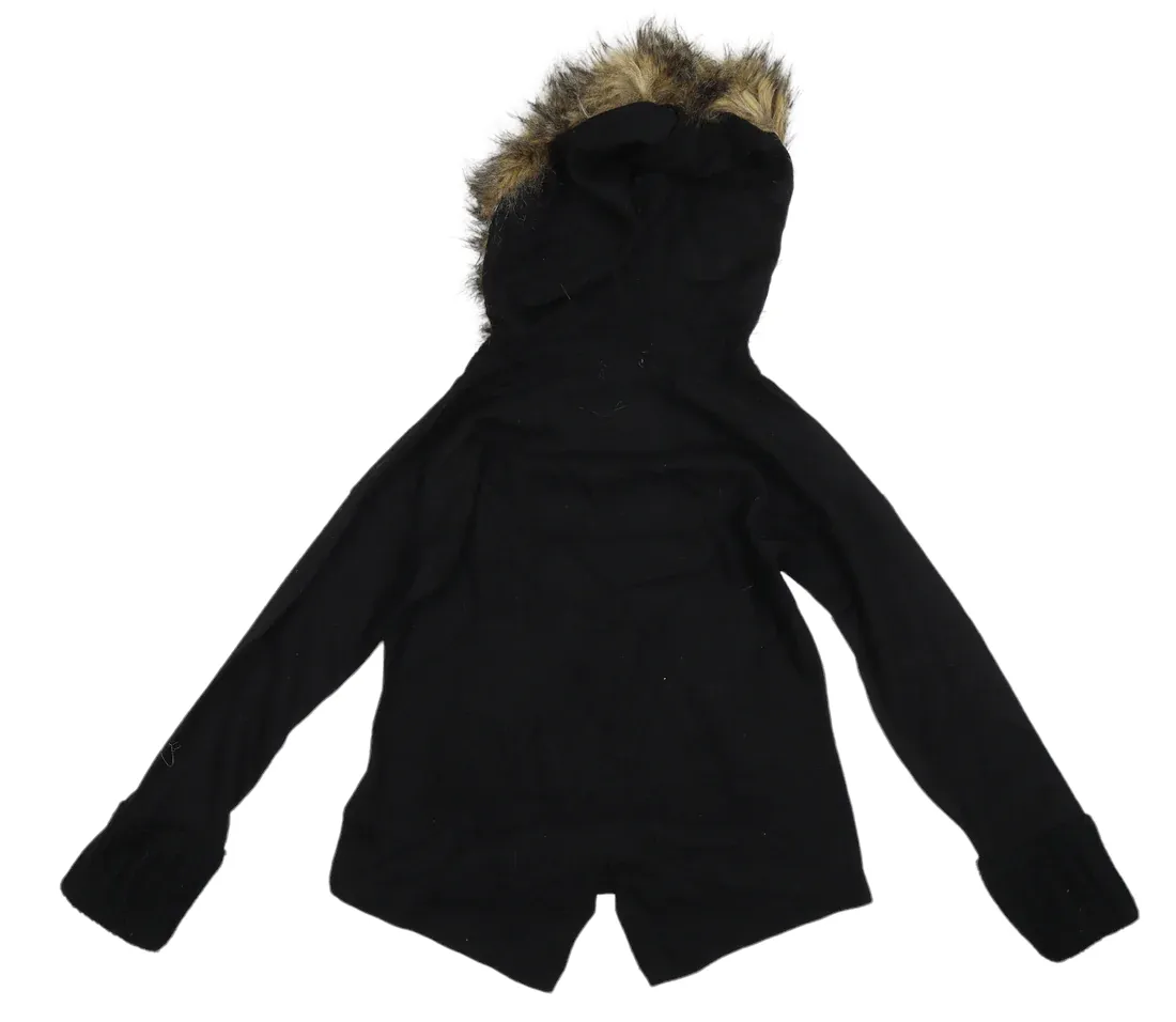 Mayoral Girls Black 50% Wool Faux Fur Hoodie Jumper - Girls 12yrs