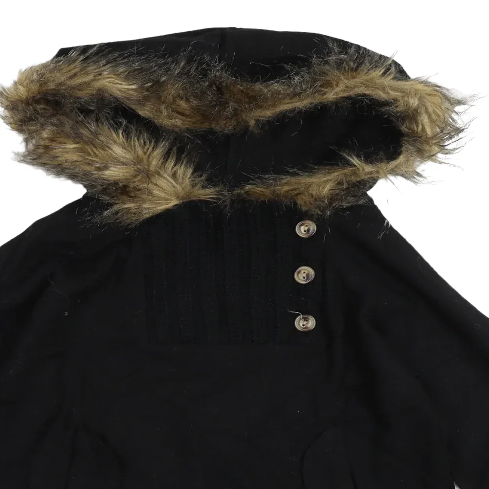 Mayoral Girls Black 50% Wool Faux Fur Hoodie Jumper - Girls 12yrs