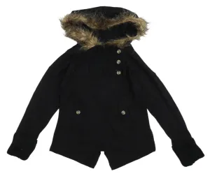 Mayoral Girls Black 50% Wool Faux Fur Hoodie Jumper - Girls 12yrs