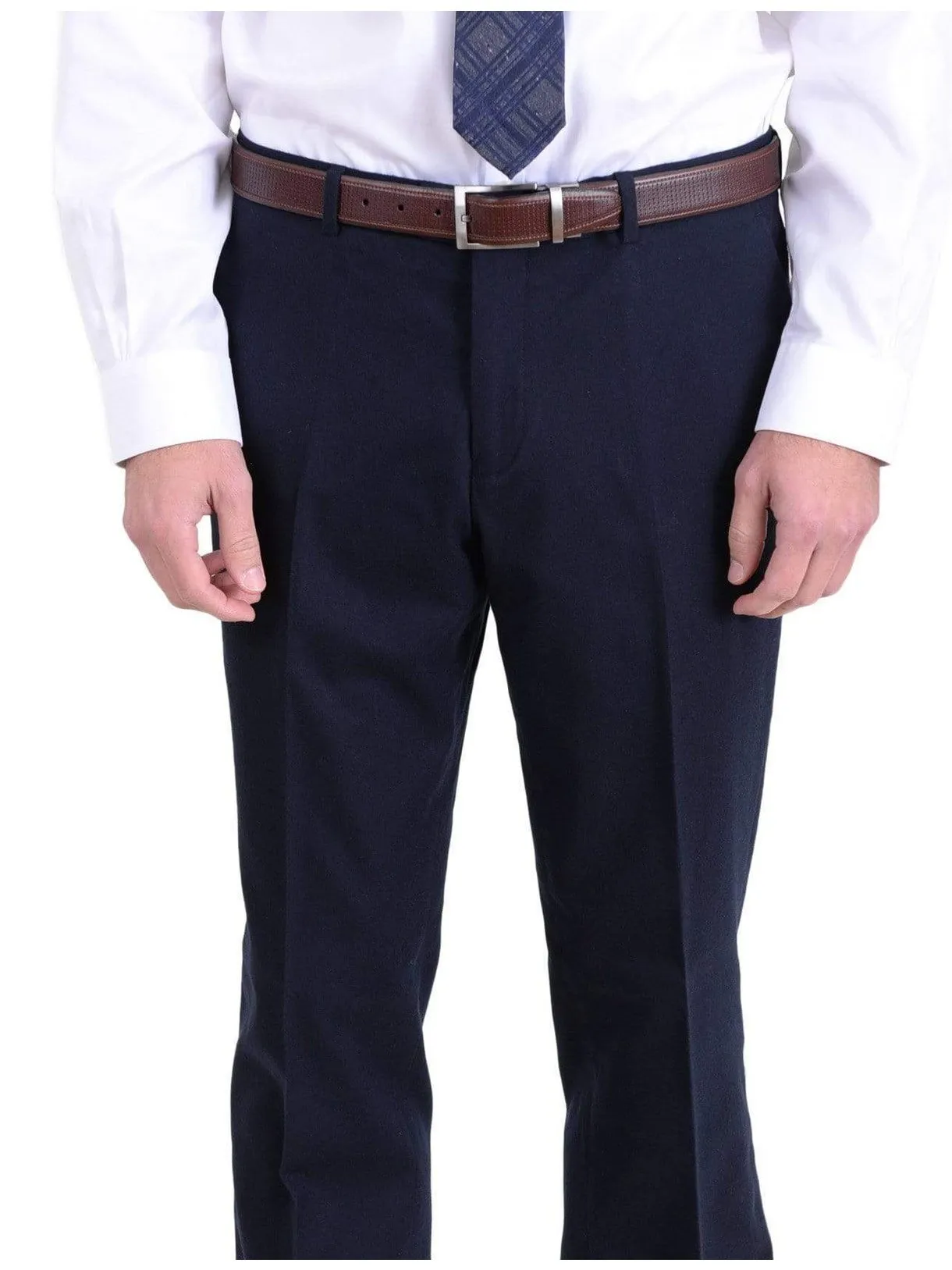 Men's Raphael Slim Fit Solid Navy Blue Two Button Wool Formal Business Suit