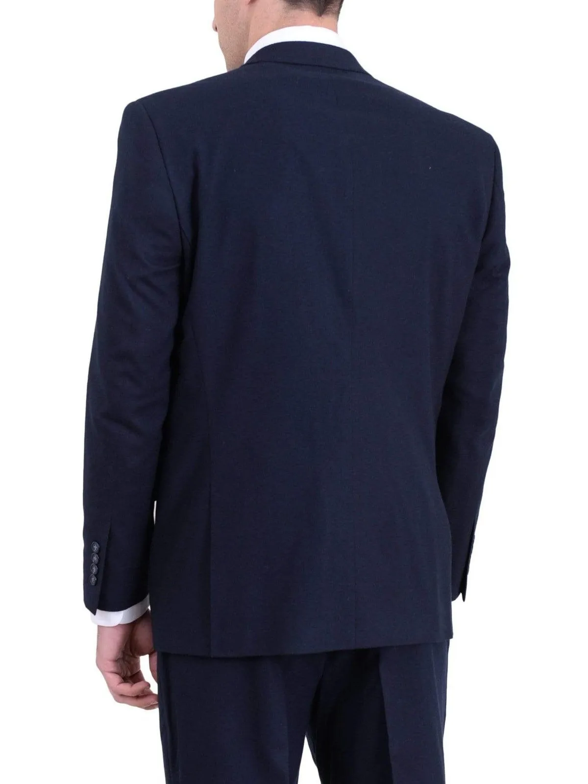 Men's Raphael Slim Fit Solid Navy Blue Two Button Wool Formal Business Suit