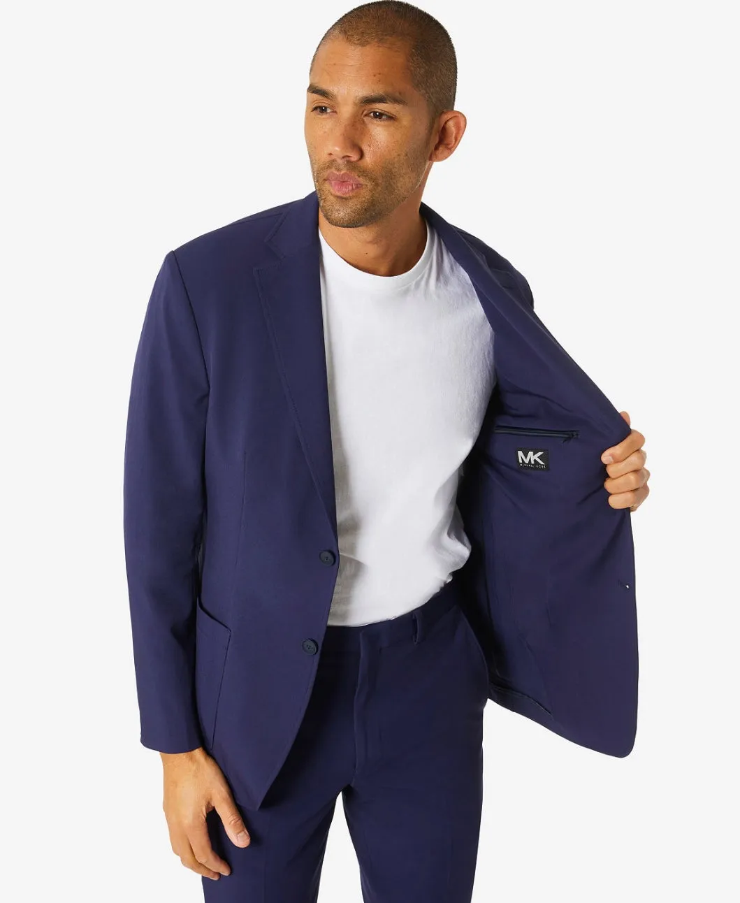 Michael Kors Men's Modern-Fit Stretch Solid Suit Jacket Blue Size 48REG