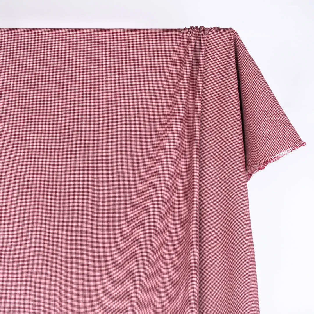 Micro Gingham Yarn Dyed Linen - Berry