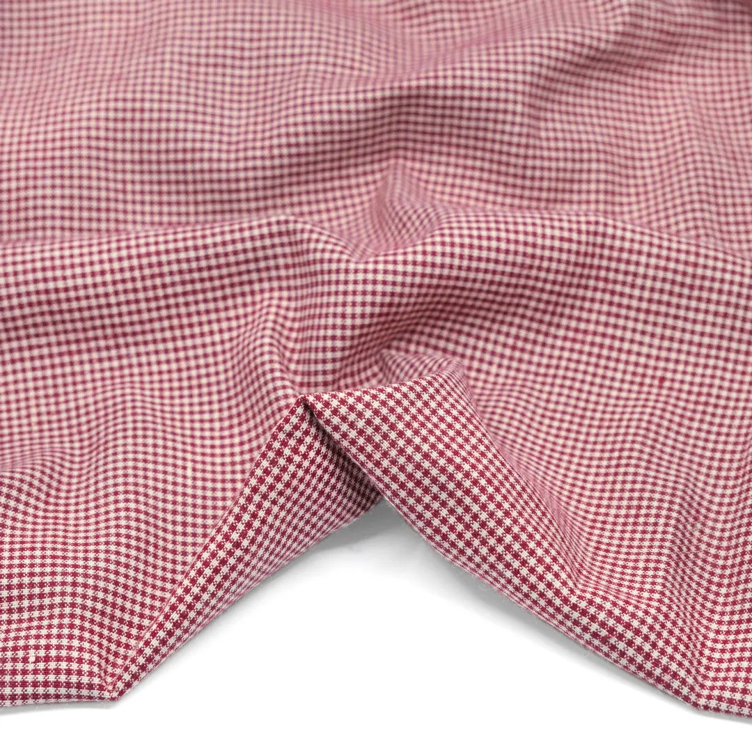 Micro Gingham Yarn Dyed Linen - Berry