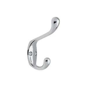 Modern Polished Chrome Metal Double Hooks, Organizer, Hat Rack, Towel Hook