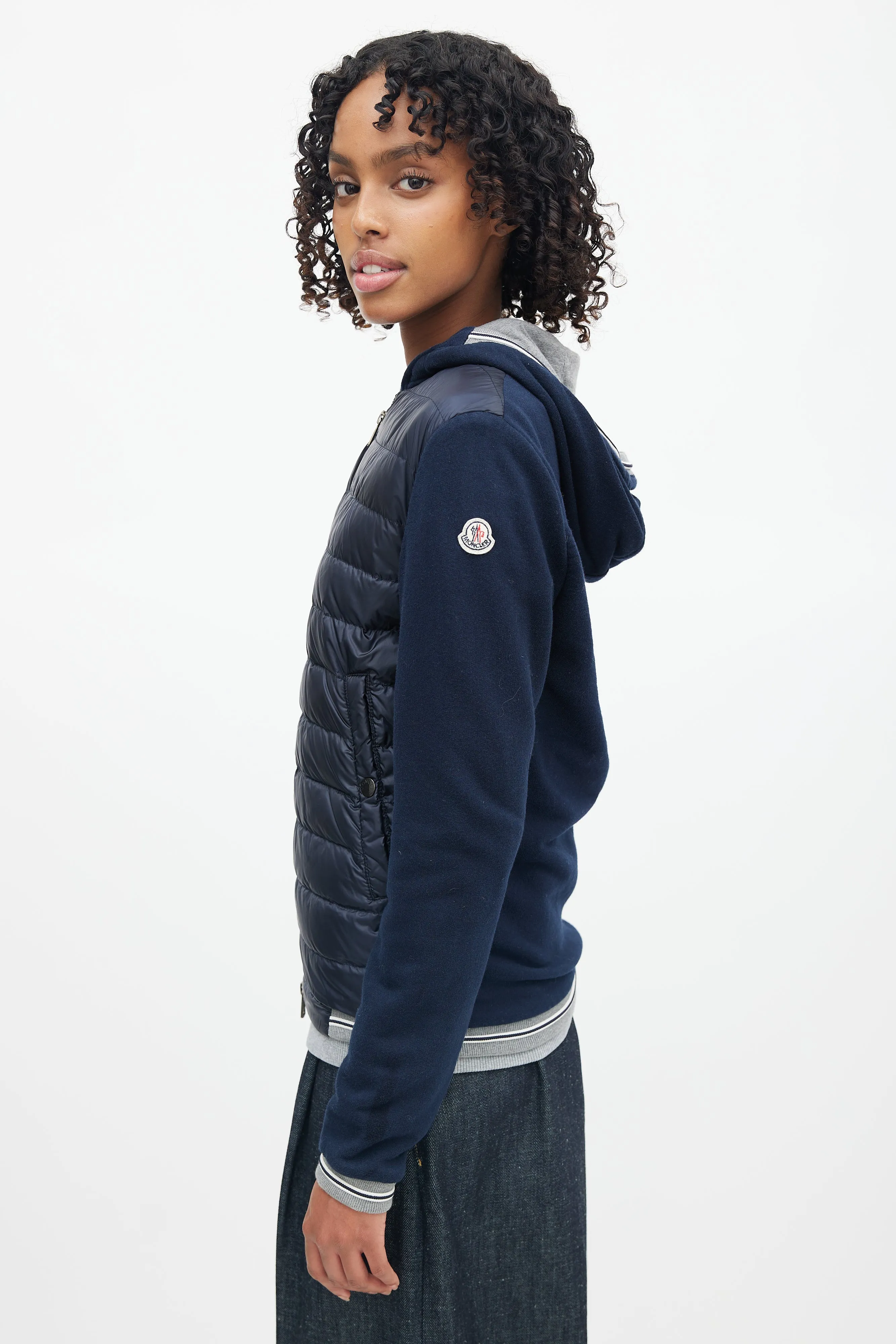 Navy Hooded Maglia Cardigan
