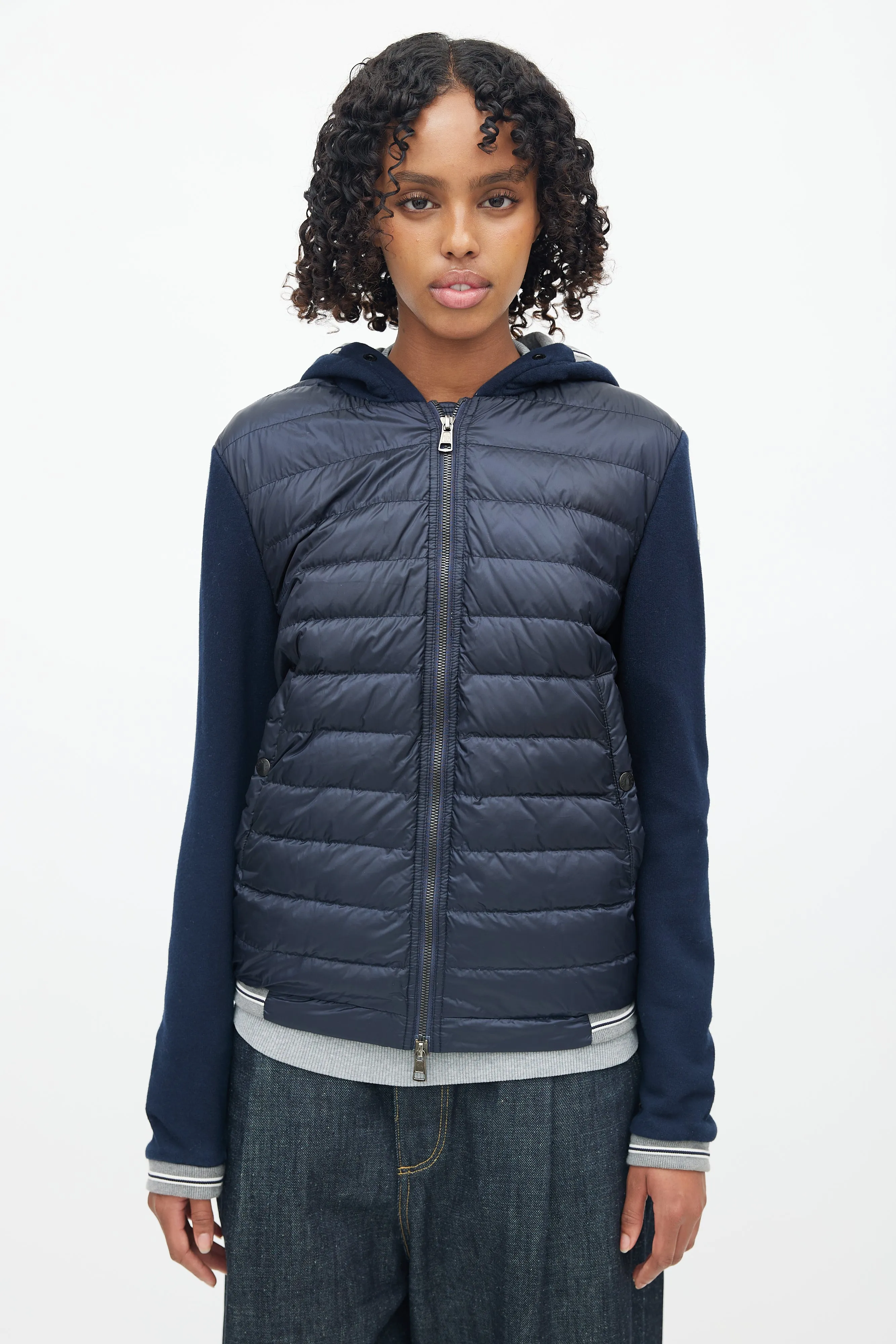 Navy Hooded Maglia Cardigan