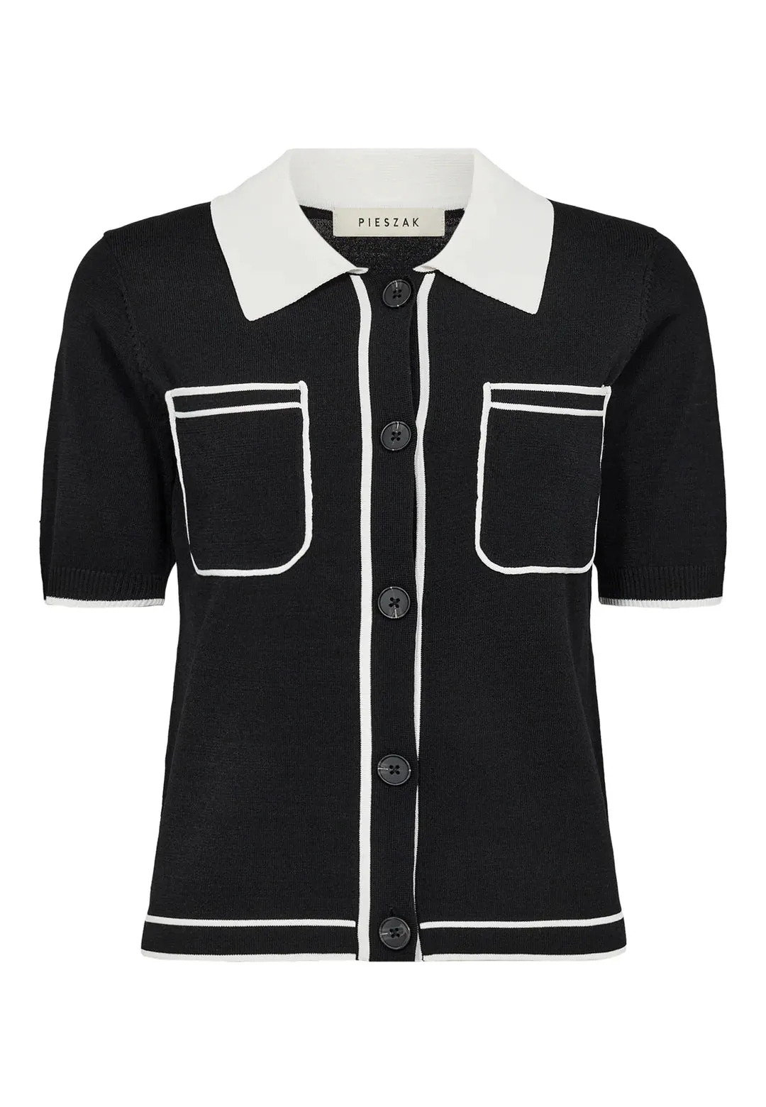 PD-Vigga Contrast Polo Knit Black