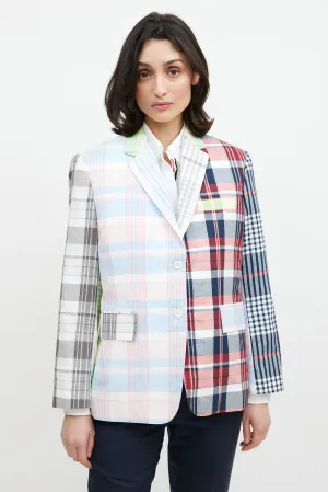 Pink & Multicolour Plaid Blazer