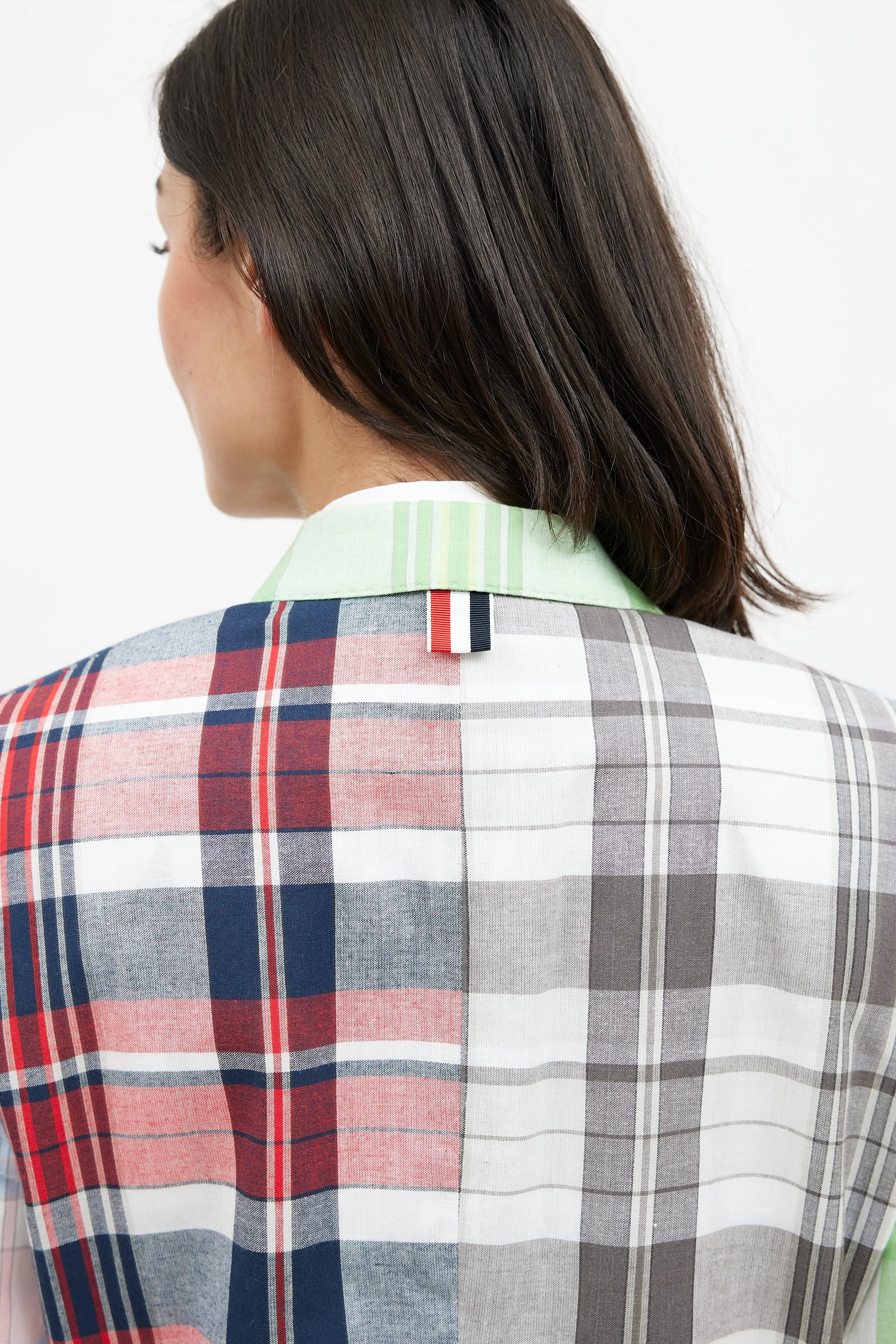 Pink & Multicolour Plaid Blazer