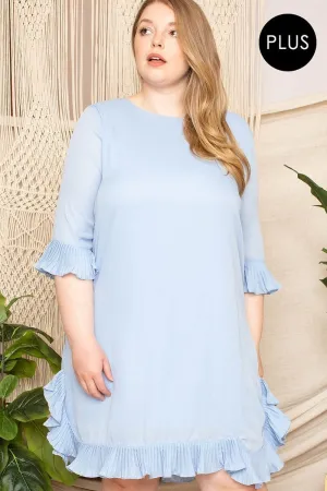 Pleated Ruffle Detailed Mini Dress Sky Blue