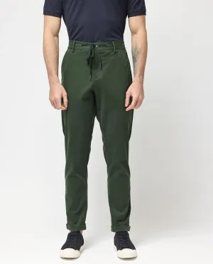 Rare Rabbit Mens Caloon Green Cotton Blend Drawstring Closure Regular Fit Solid Trouser