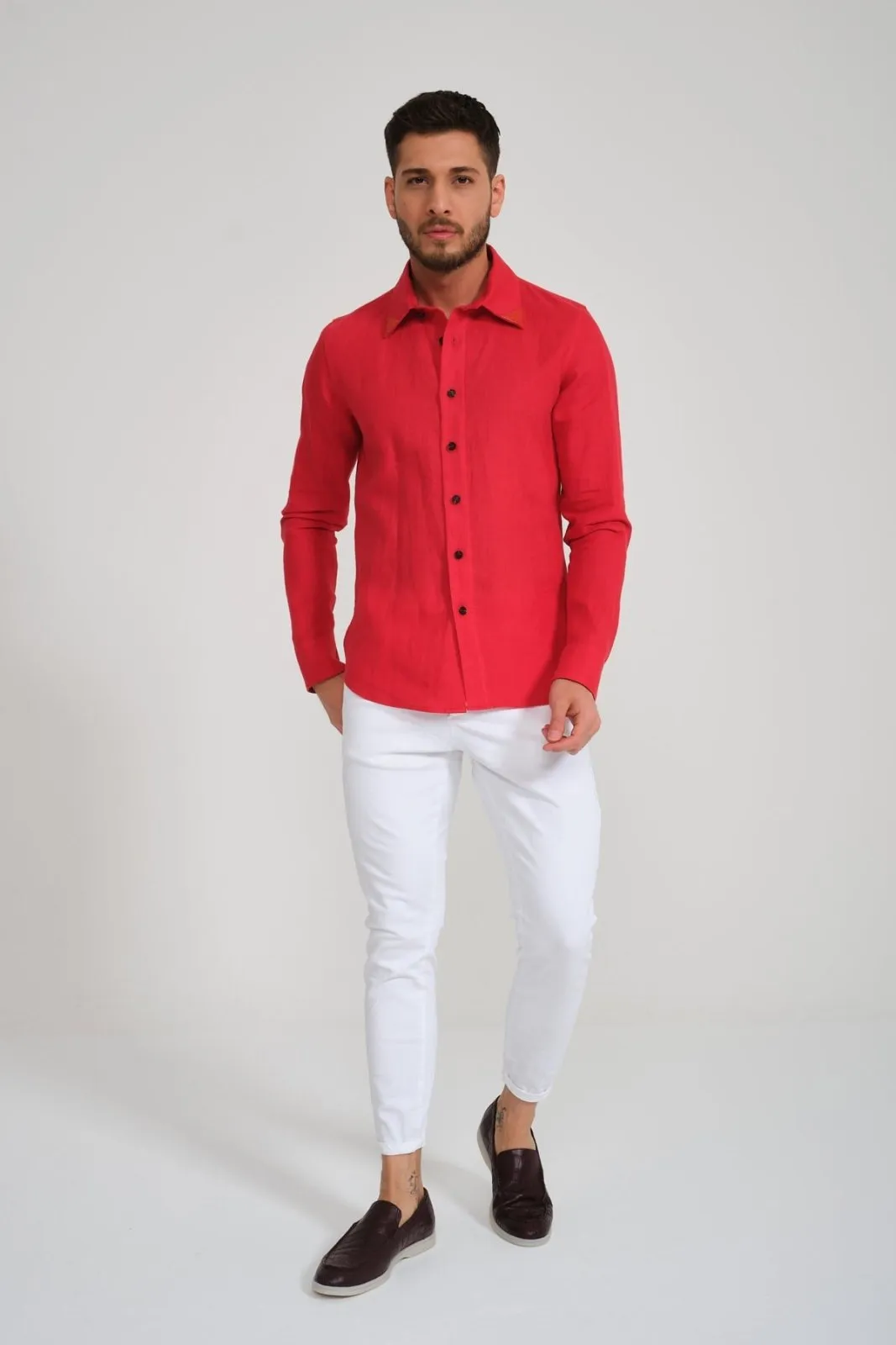 Red Linen Shirt