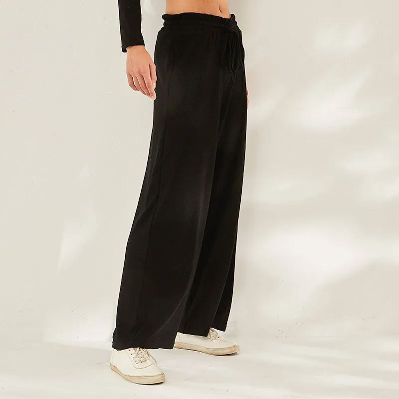 Relaxed Wide Leg Pants w/ Drawstring