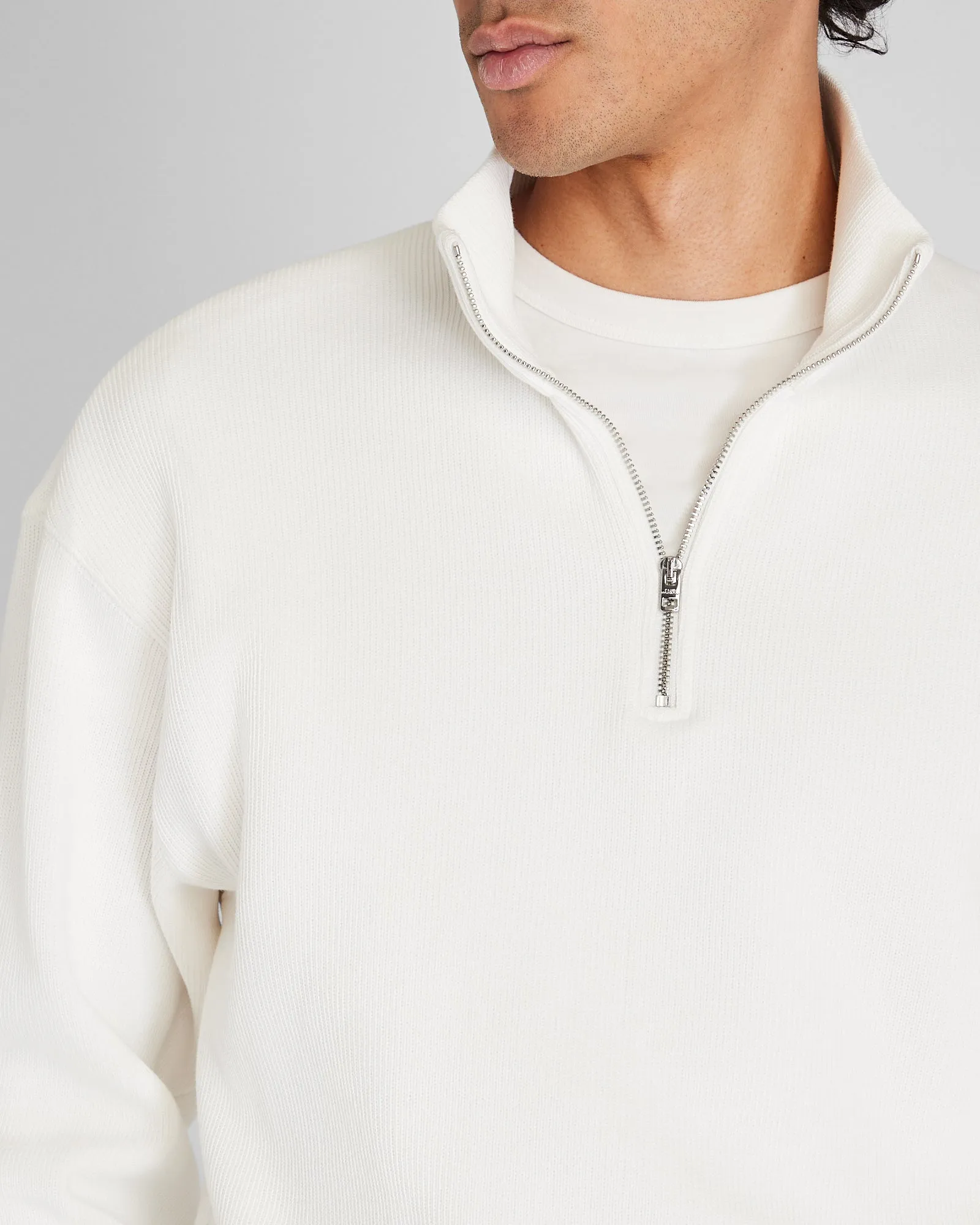 Ribbed Knit Quarter-Zip Sweater
