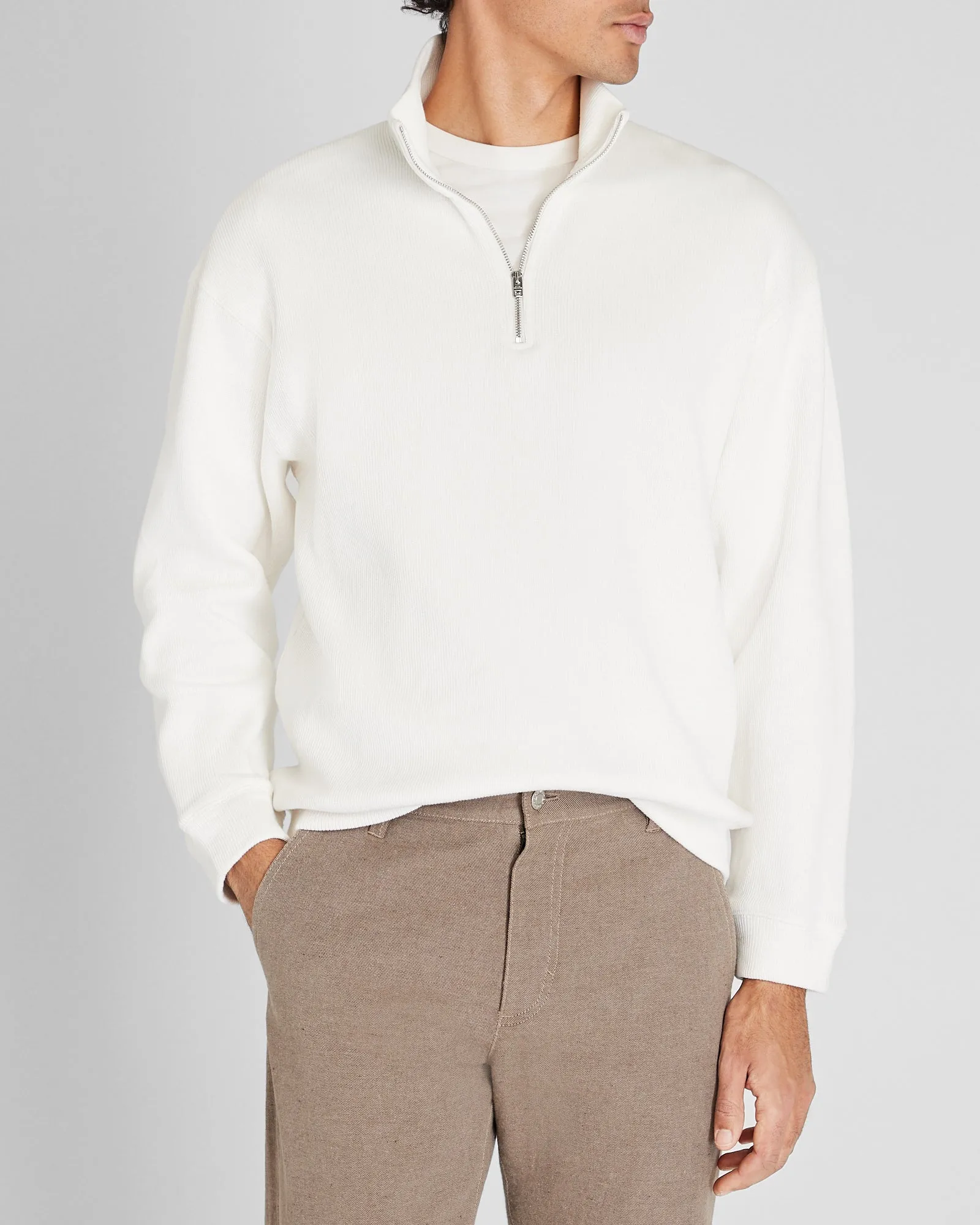 Ribbed Knit Quarter-Zip Sweater