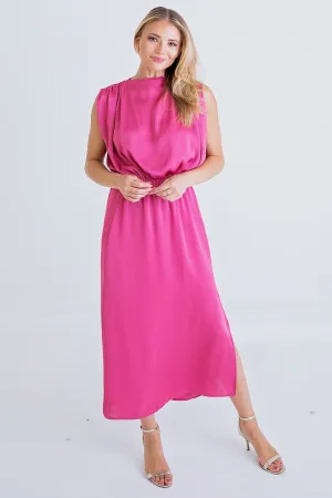 Satin Chic Sleeveless Midi Dress