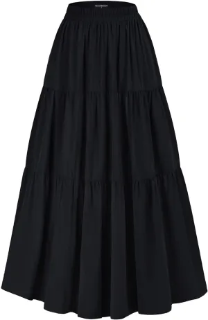 Scarlet Darkness Maxi Long Skirts for Women Summer Flowy Renaissance Skirt with Pockets