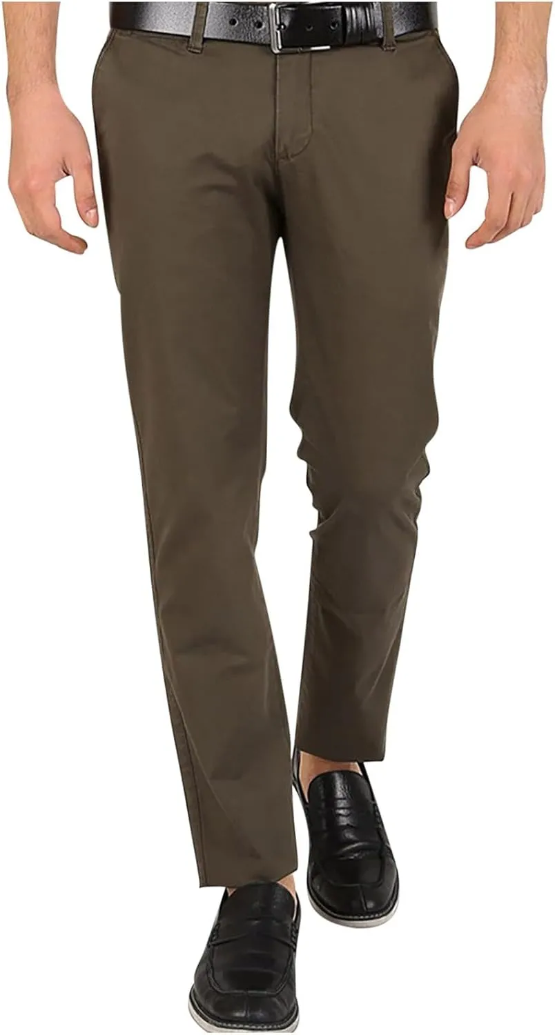 Sinzelimin Men's Suit Pants Fashion Solid Button Zipper Closure Slim Fit Comfy Business Casual Trouser Full Length Sweatpant