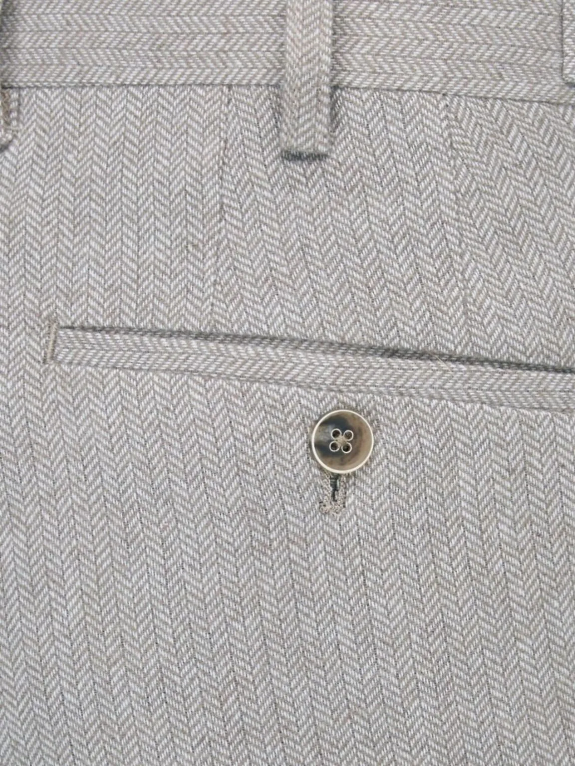 Skopes Jude Stone Beige Herringbone Tweed Tailored Trousers