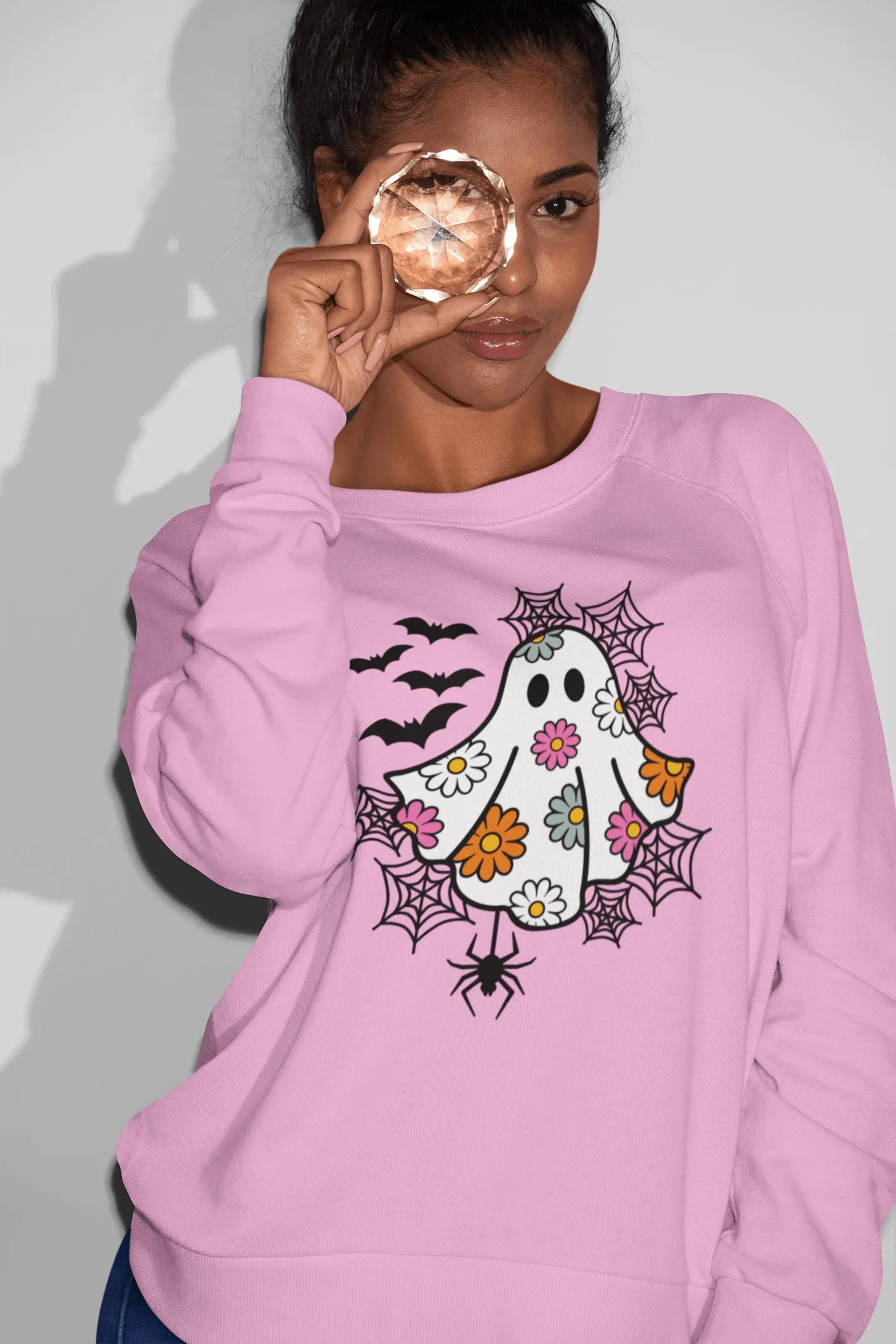 Spooky Daisy Ghost Sweatshirt for Women | Halloween Sweater