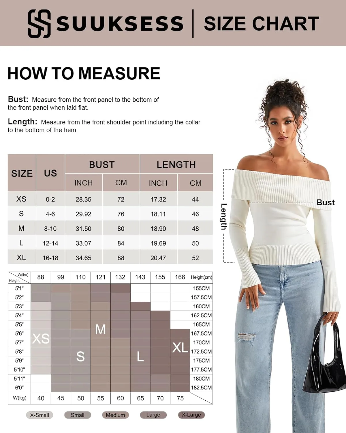 SUUKSESS Women Off Shoulder Sweaters Long Sleeve Ribbed Knit Going Out Fall Tops Blouse