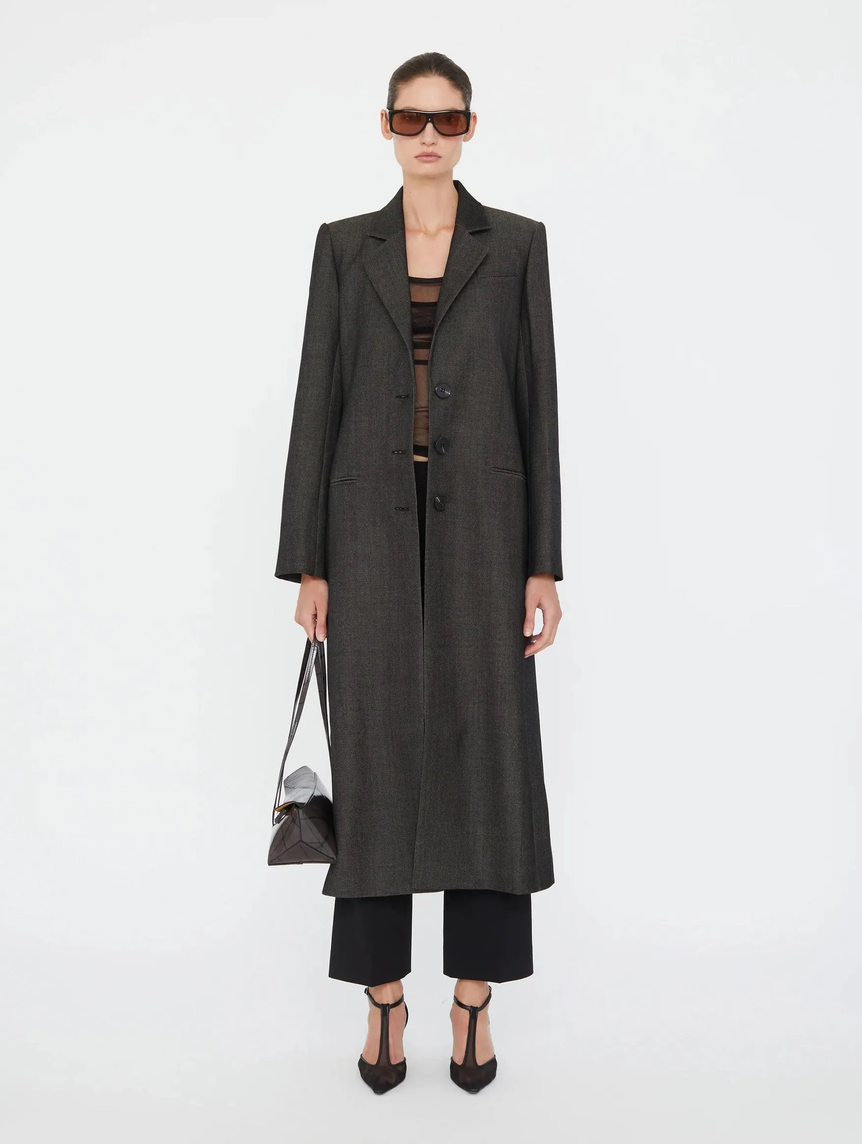 Talus Twill Coat in Speckled Black