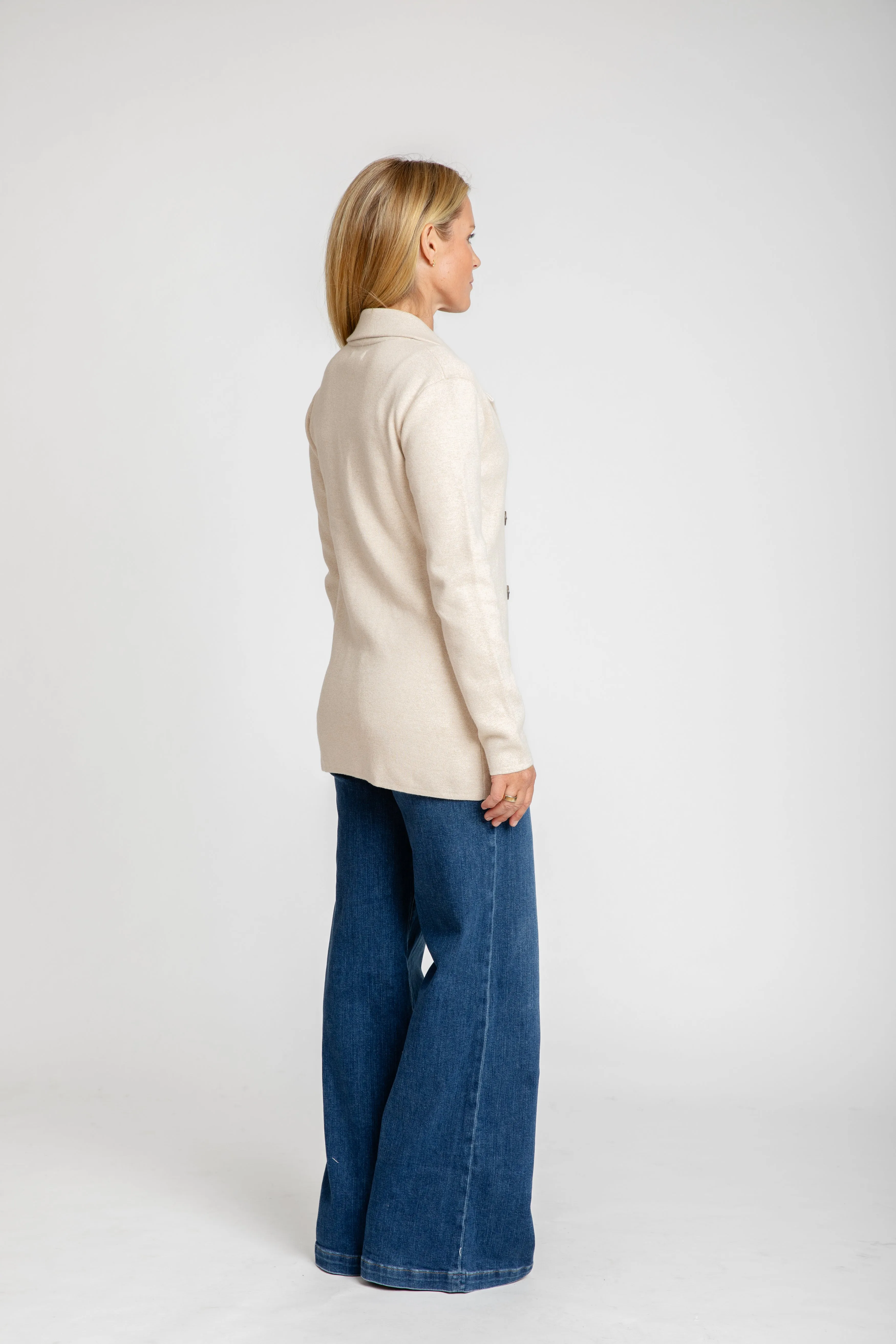 The Milan Double-Breasted Knit Blazer | Latte