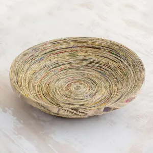 Unique Modern Paper Recycled Bowl Centerpiece - Endless Story | NOVICA