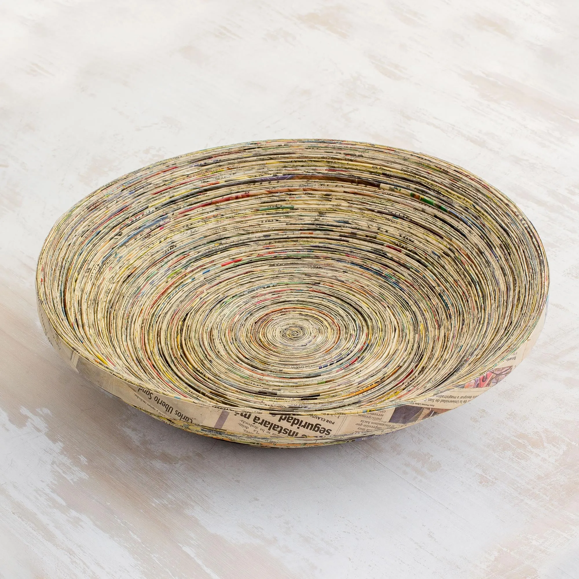 Unique Modern Paper Recycled Bowl Centerpiece - Endless Story | NOVICA