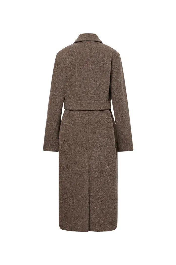 Uomo Asymmetric Coat in Merino Wool Tweed