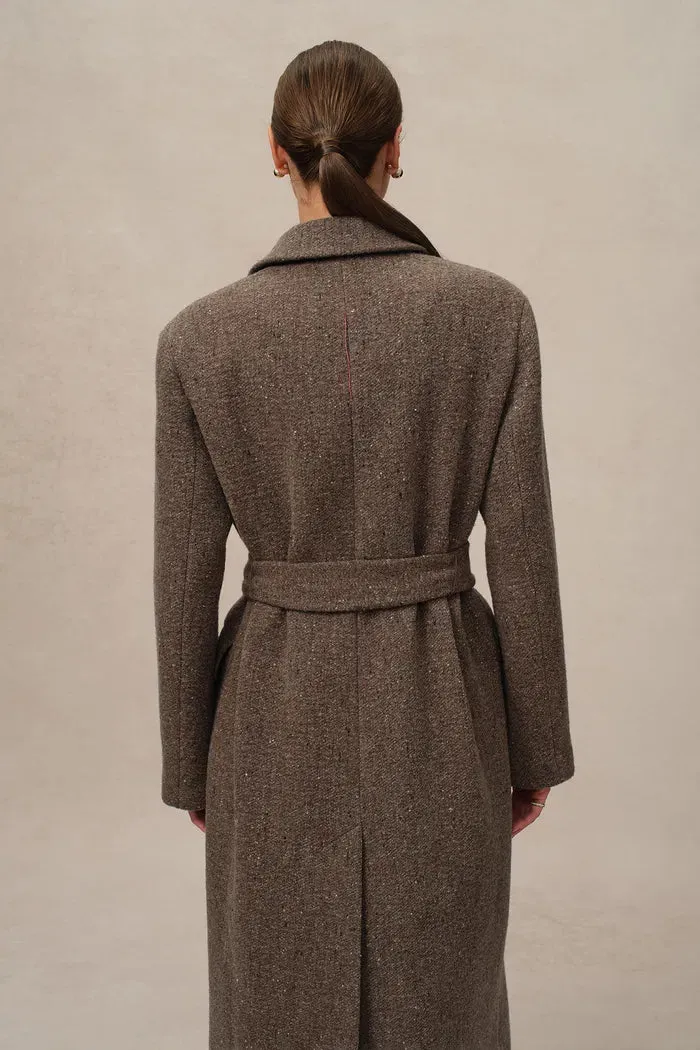 Uomo Asymmetric Coat in Merino Wool Tweed