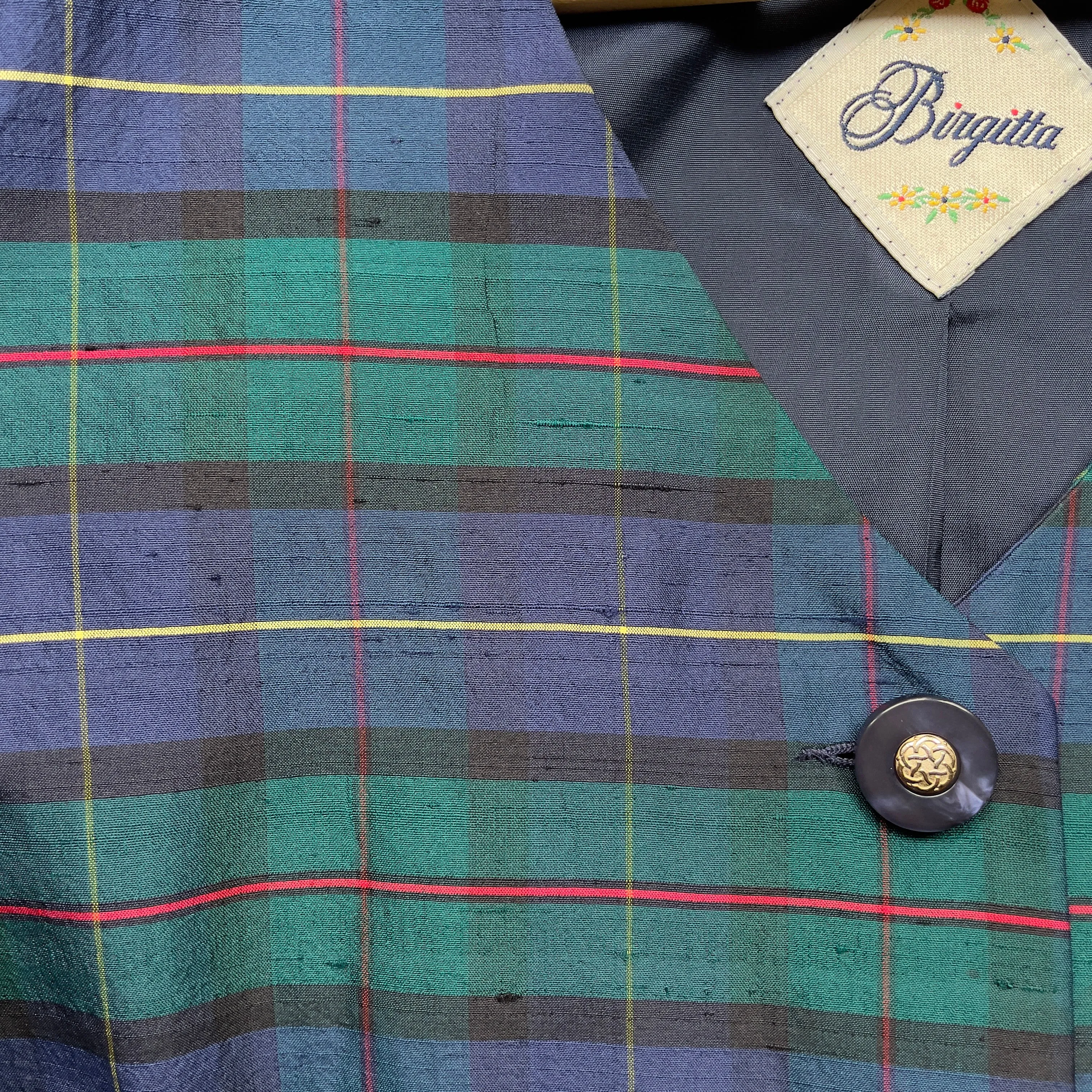 Vintage Plaid Silk Blazer - Birgitta