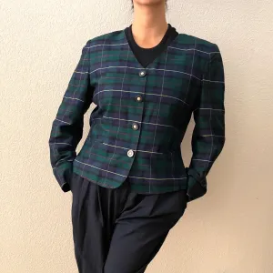 Vintage Plaid Silk Blazer - Birgitta