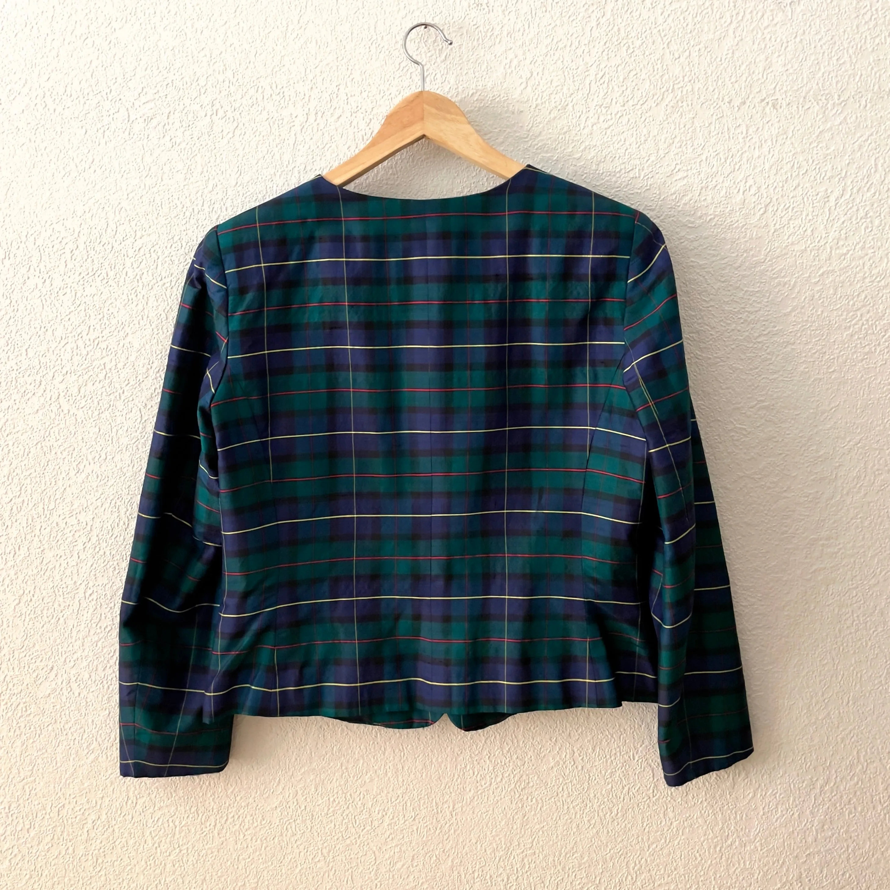 Vintage Plaid Silk Blazer - Birgitta