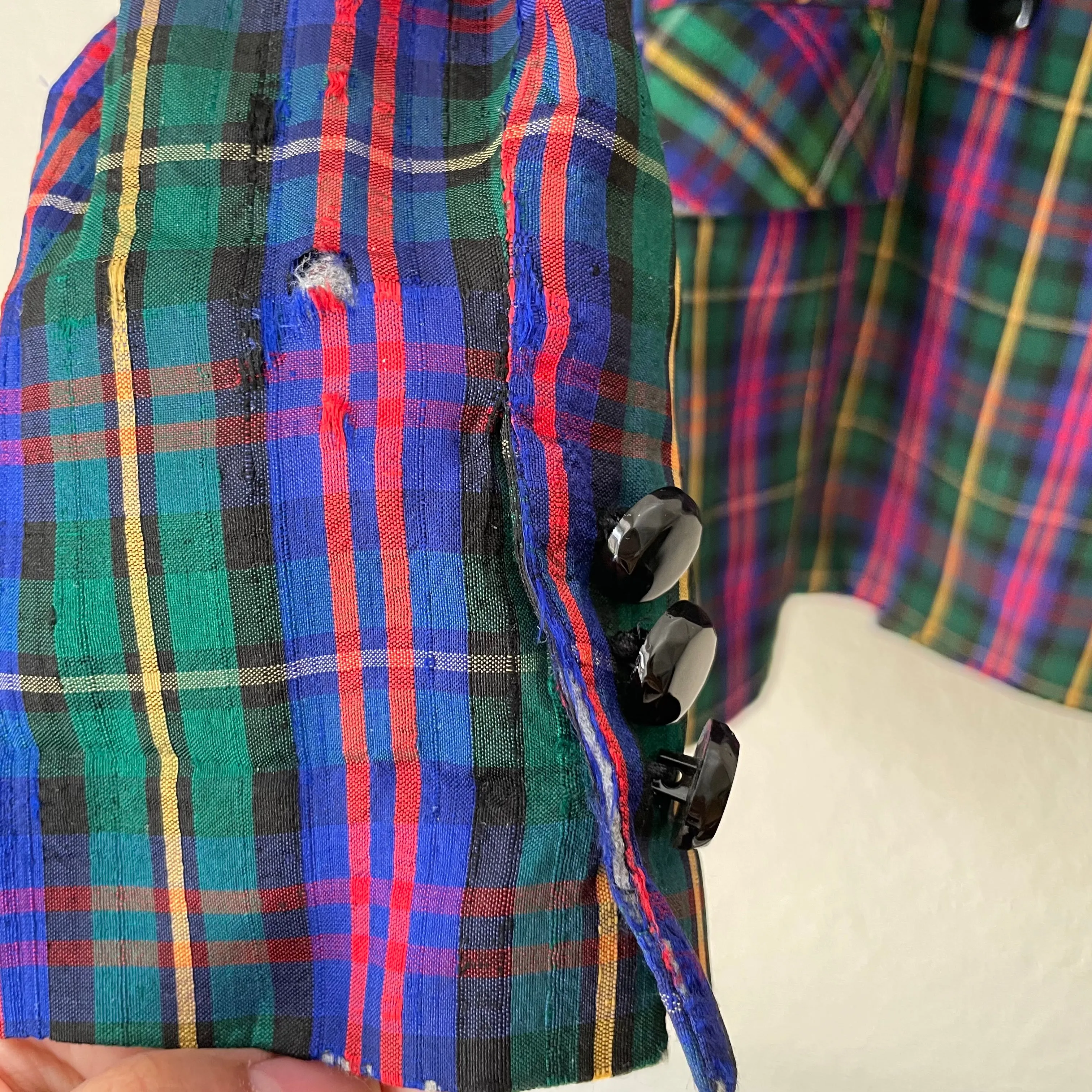Vintage Plaid Silk Blazer