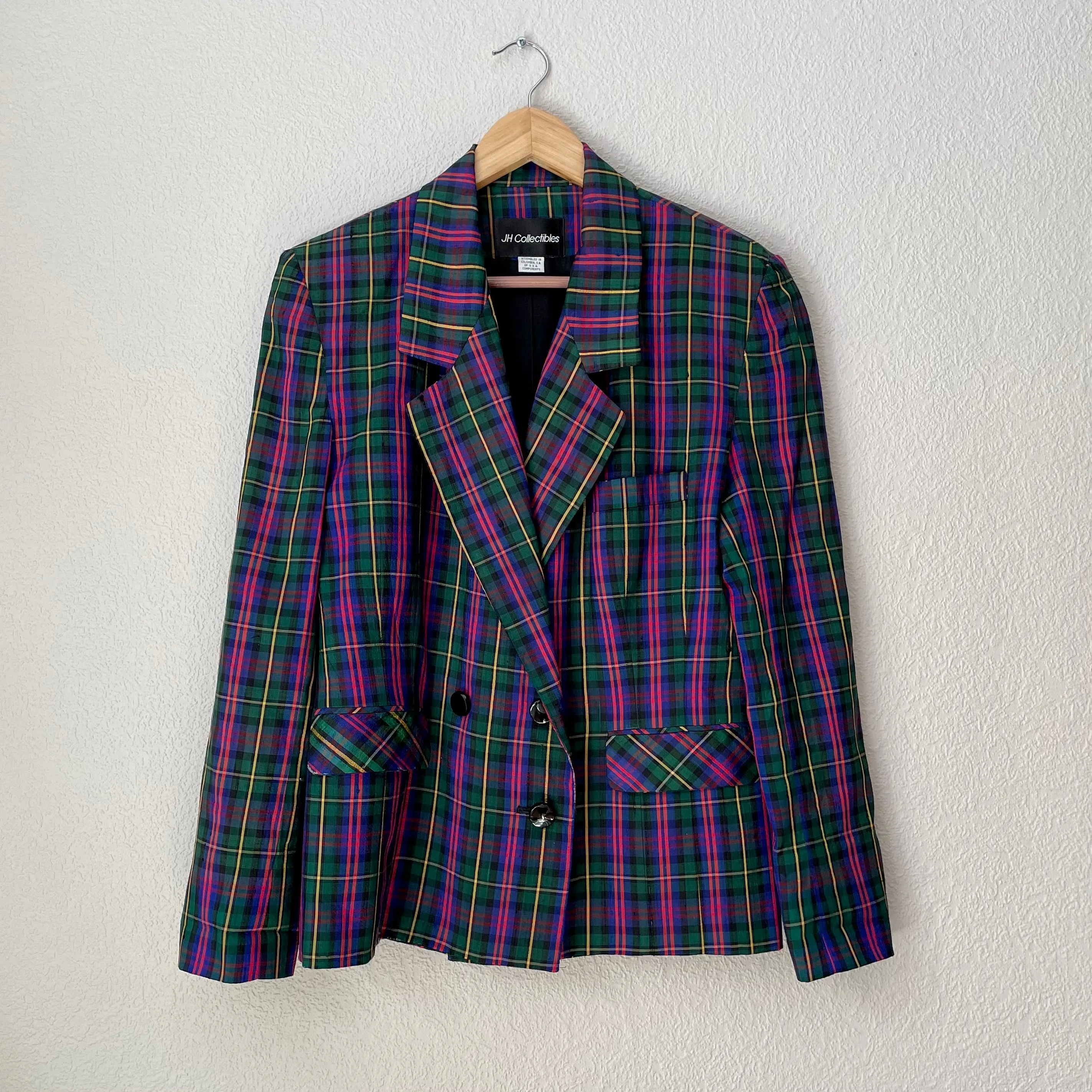 Vintage Plaid Silk Blazer
