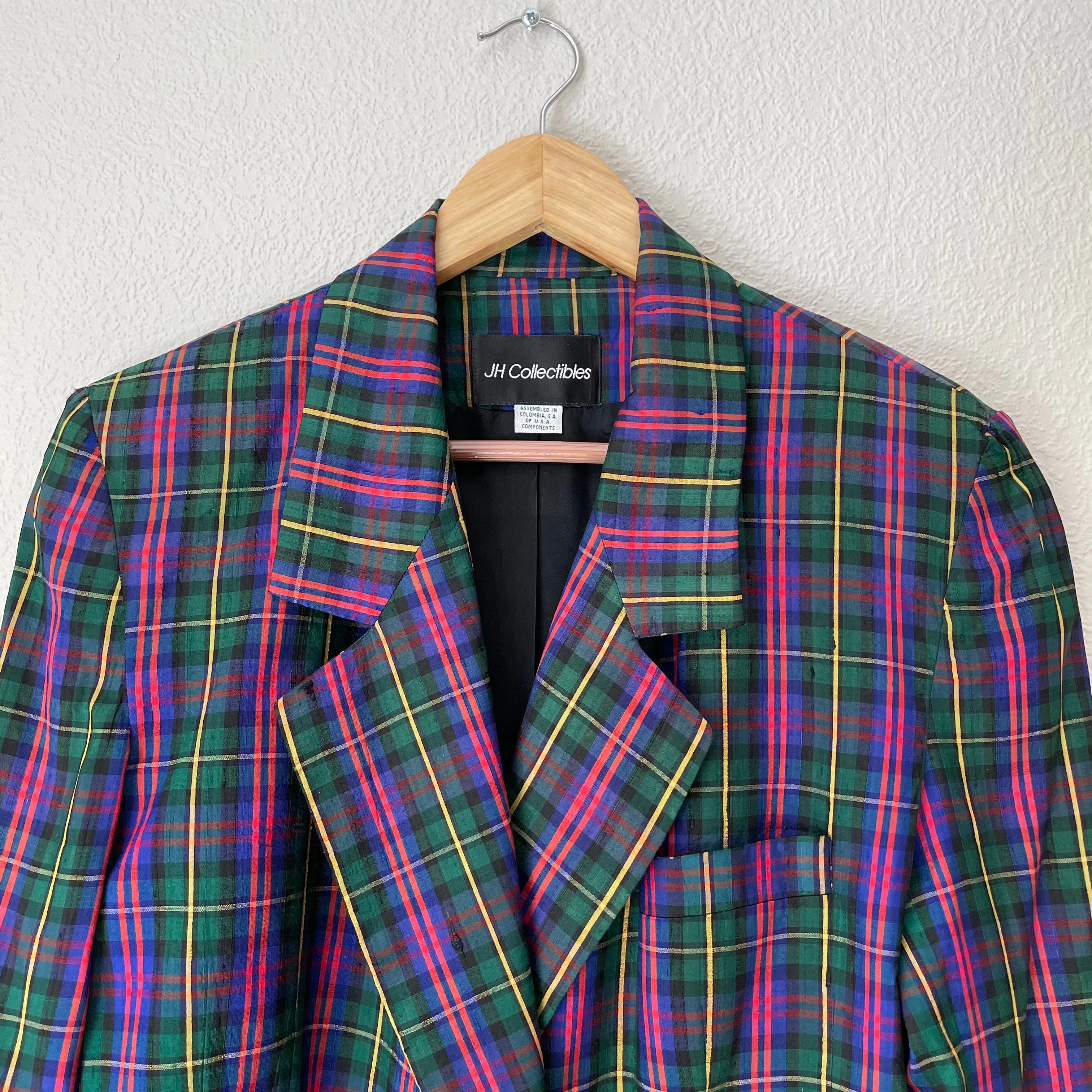 Vintage Plaid Silk Blazer